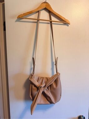 Neutral Knot-Front Crossbody Bag - Beige